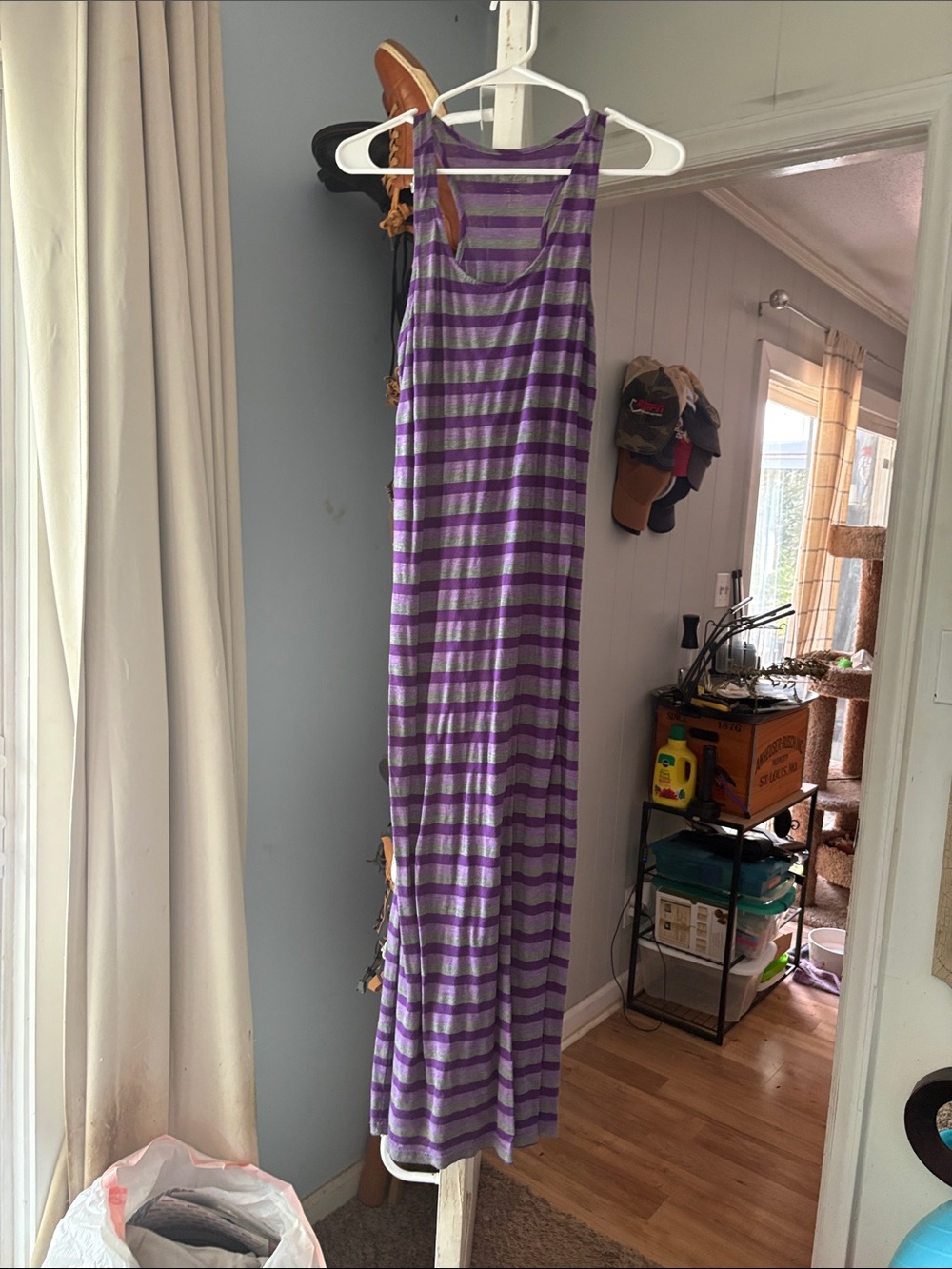 Just Love Purple and Gray Striped Maxi Skirt